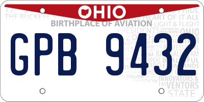 OH license plate GPB9432