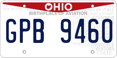 OH license plate GPB9460