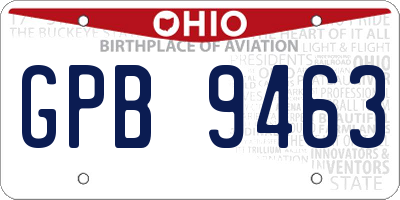 OH license plate GPB9463