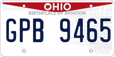 OH license plate GPB9465