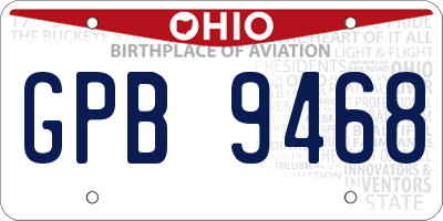 OH license plate GPB9468