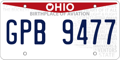 OH license plate GPB9477