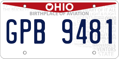 OH license plate GPB9481