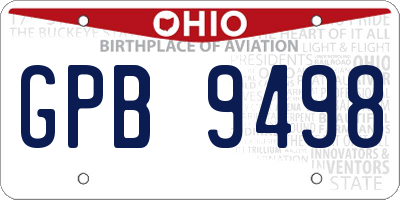 OH license plate GPB9498