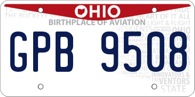 OH license plate GPB9508
