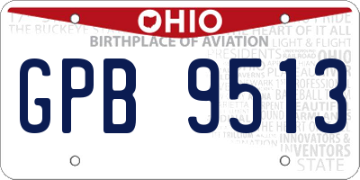 OH license plate GPB9513