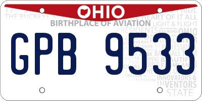 OH license plate GPB9533