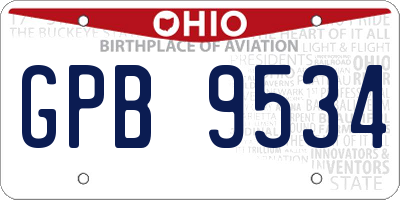 OH license plate GPB9534