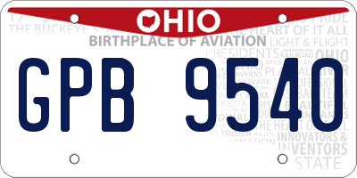 OH license plate GPB9540