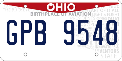 OH license plate GPB9548