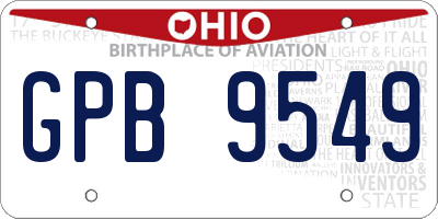 OH license plate GPB9549