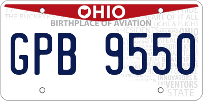 OH license plate GPB9550