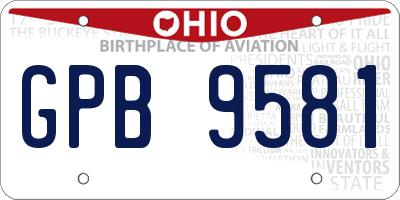 OH license plate GPB9581