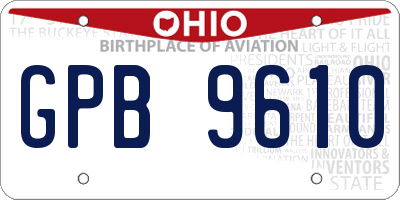OH license plate GPB9610