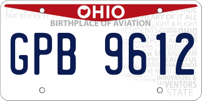 OH license plate GPB9612