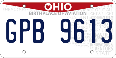 OH license plate GPB9613