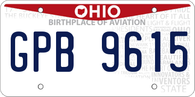 OH license plate GPB9615