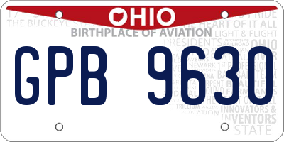 OH license plate GPB9630