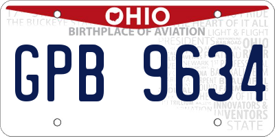 OH license plate GPB9634