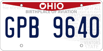 OH license plate GPB9640