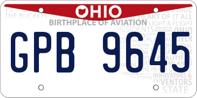 OH license plate GPB9645
