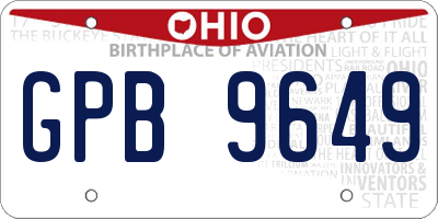 OH license plate GPB9649