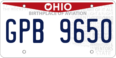 OH license plate GPB9650