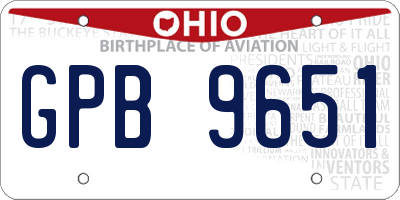 OH license plate GPB9651
