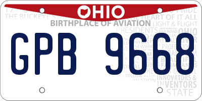 OH license plate GPB9668