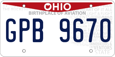 OH license plate GPB9670