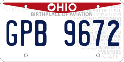 OH license plate GPB9672