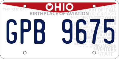 OH license plate GPB9675