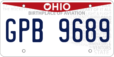 OH license plate GPB9689