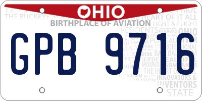 OH license plate GPB9716