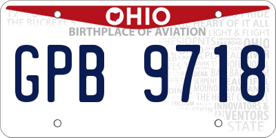 OH license plate GPB9718