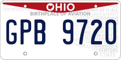 OH license plate GPB9720