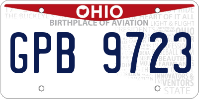 OH license plate GPB9723