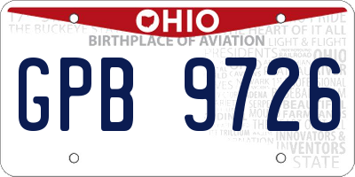 OH license plate GPB9726
