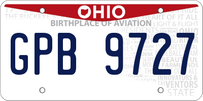 OH license plate GPB9727