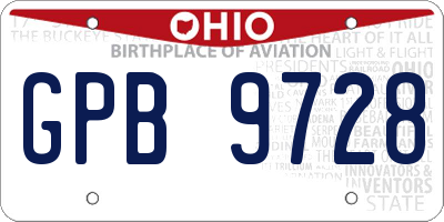 OH license plate GPB9728