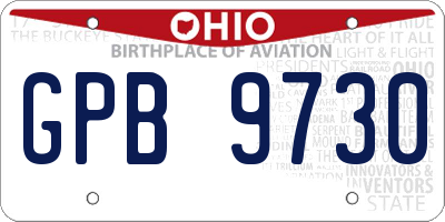 OH license plate GPB9730