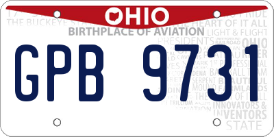 OH license plate GPB9731