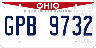 OH license plate GPB9732