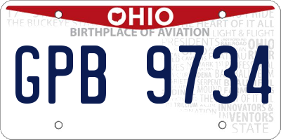 OH license plate GPB9734