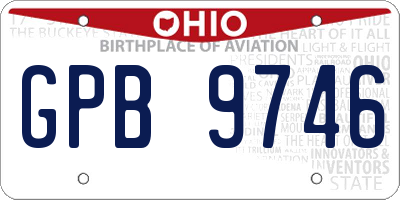 OH license plate GPB9746
