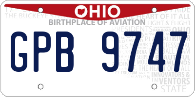 OH license plate GPB9747