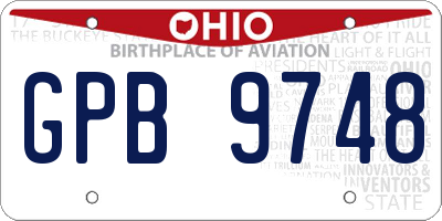 OH license plate GPB9748
