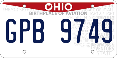OH license plate GPB9749