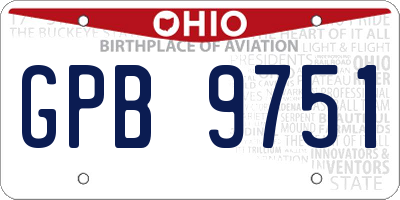 OH license plate GPB9751