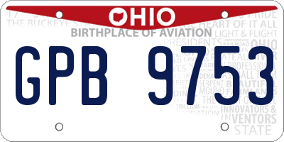 OH license plate GPB9753